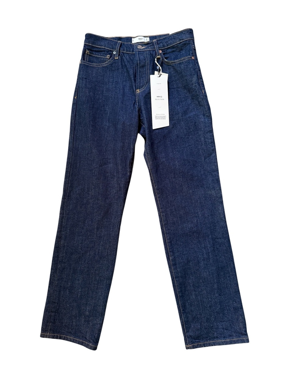 Mango Women’s Straight-Leg Premium Jeans Dark Indigo Blue Size 6 US 38 EU NEW